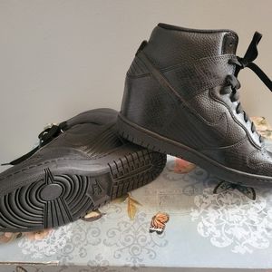 Nike Black Leather High Top Wedge